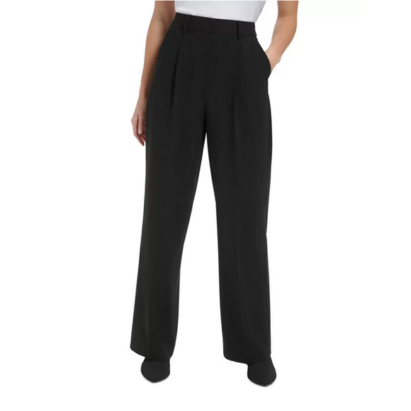 Calvin Klein Women High Waist Wide Leg Pants Black Size 6 - Picture 2 of 3
